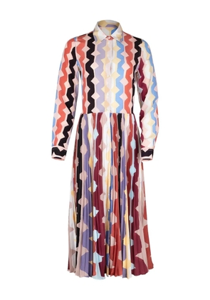 Sara Roka Toska pleated zigzag print dress - Pink