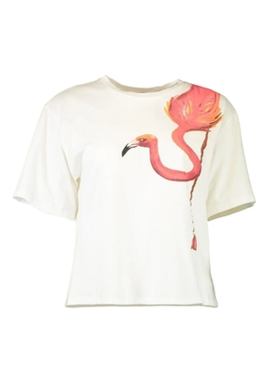 LE SUPERBE Vacation Ready flamingo-print T-shirt - White