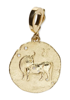 Azlee 18K yellow gold Diamond Taurus coin necklace
