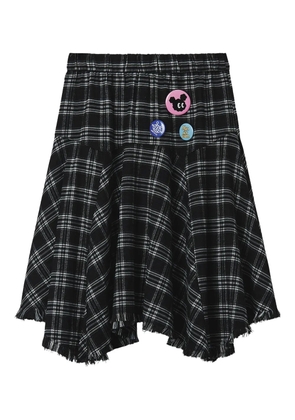 Mini Cream plaid frayed mini skirt - Black