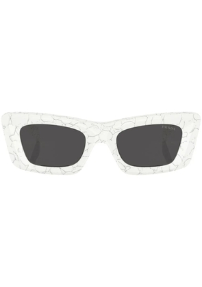 Prada Eyewear marble-print rectangular-frame sunglasses - White