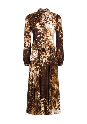 Roberto Cavalli print pleated midi dress - Brown