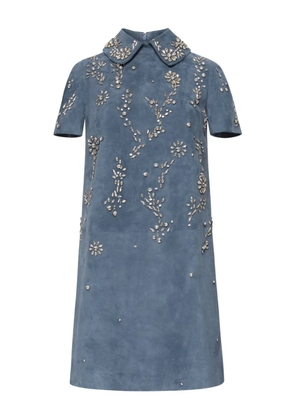 Oscar de la Renta embroidered-collar dress - Blue