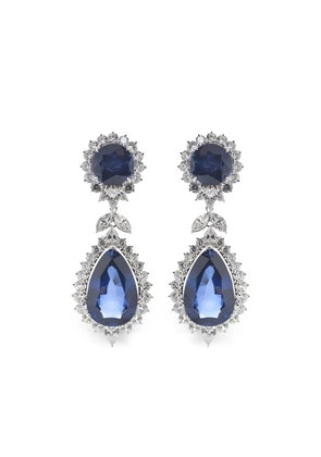 Fantasia by Deserio sapphire pear-shape drop earrings - Silver