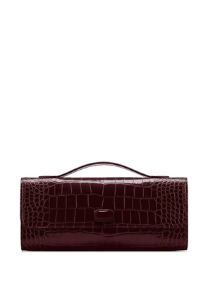 Jeffrey Levinson Alex crocodile-effect clutch bag - Brown