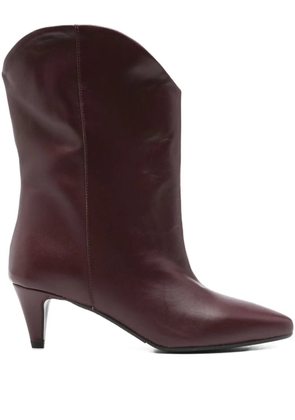 Gisel Moire 60mm pointed-toe leather boots - Red