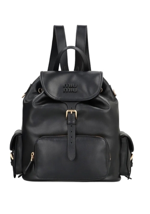 Miu Miu buckle leather backpack - Black