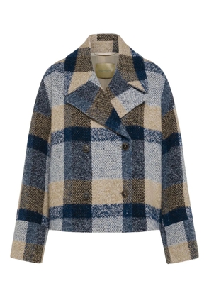 Momoni double-breasted check coat - Blue