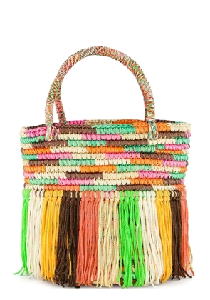 Sensi Studio baby fringed woven tote bag - Orange