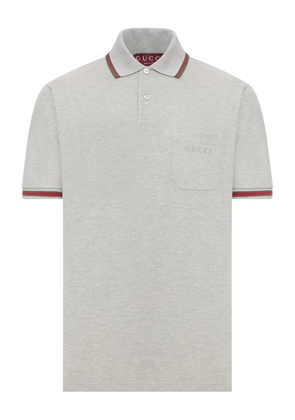 Gucci embroidered-pocket cotton polo shirt - Grey