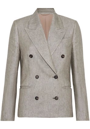 Brunello Cucinelli Monili-detail mélange-effect blazer - Brown