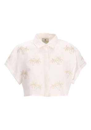 Benaras By Citrus palm-tree linen shirt - White