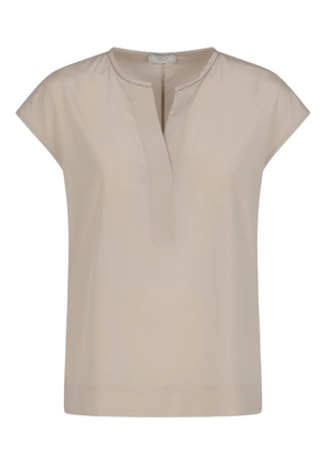 Peserico embellished V-neck top - Neutrals