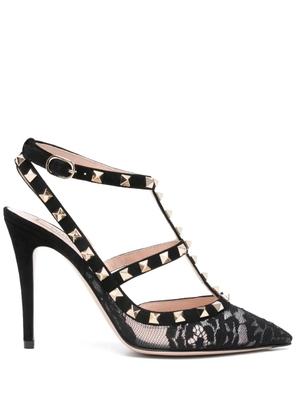 Valentino Garavani Rockstud lace studded sandals 100mm - Black