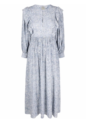 Baum Und Pferdgarten floral-print ruffle midi dress - Blue