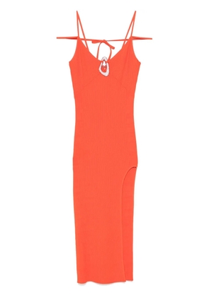 David Koma crystal-buckle knitted maxi dress - Orange
