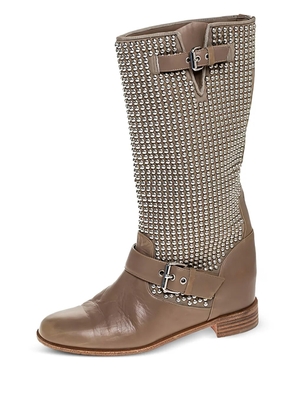 Christian Louboutin Pre-Owned studded leather boots - Brown
