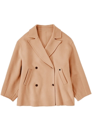 Closed double-breasted notch-lapel coat - Brown