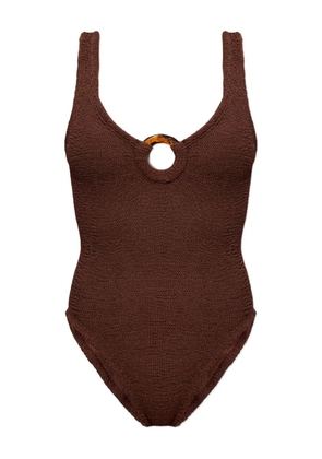 Hunza G Celine ring crinkle swimsuit - Brown