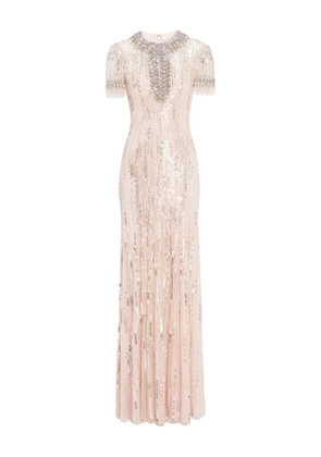 Jenny Packham Nova sequin-embellished keyhole-neck maxi dress - Neutrals