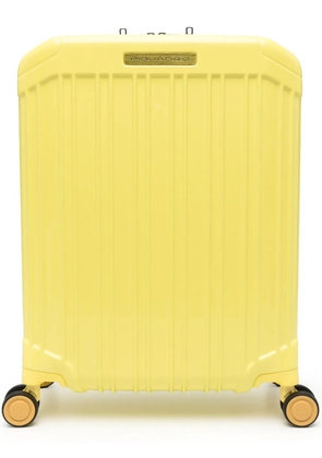 PIQUADRO logo-plaque four-wheels suitcase - Yellow