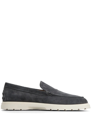 Tod's logo-debossed suede loafers - Grey