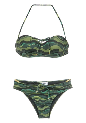 Amir Slama wave print bikini set - Green