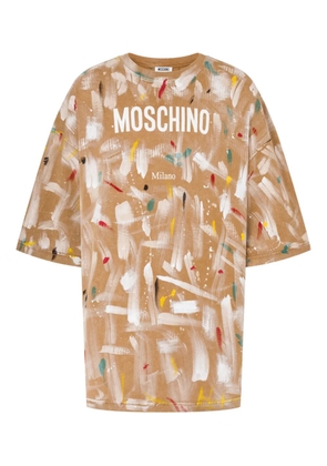 Moschino beige paint-splatter T-shirt - Neutrals