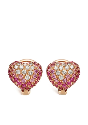 LEO PIZZO 18kt rose gold diamond pink shaded sapphire Amore earrings