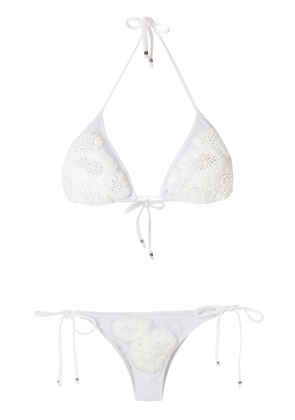 Amir Slama beaded embroidery bikini set - White