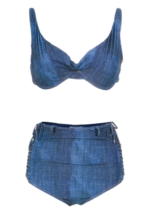 Amir Slama high waist denim bikini set - Blue