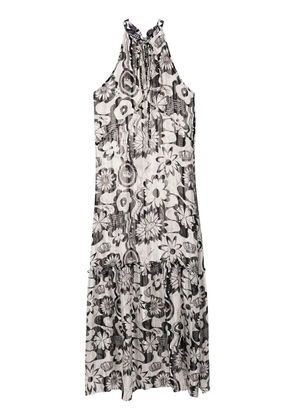 Amir Slama floral-print halterneck beach dress - White
