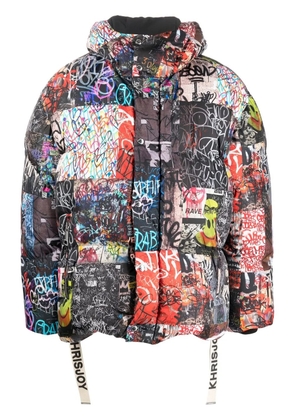 Khrisjoy graffiti-print down puffer jacket - Black