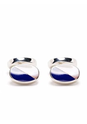 Aspinal Of London oval bicolour cufflinks - Blue