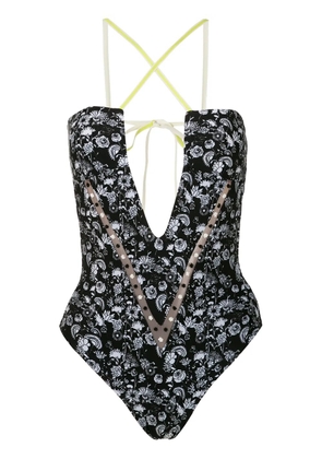 Amir Slama Margarida printed swimsuit - Black