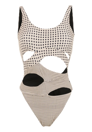 Amir Slama polka-dot print cutout swimsuit - Neutrals