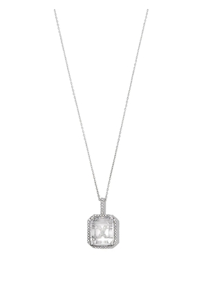Mateo 14kt white gold Initial X pave diamond quartz pendant necklace - Silver