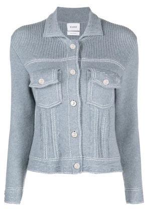 Barrie contrast-stitch knitted jacket - Blue