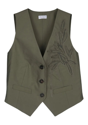 Brunello Cucinelli embroidered gilet - Green