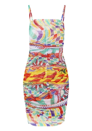 Dolce & Gabbana graphic-print gathered-detail dress - Multicolour