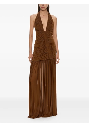 Christopher Esber Orion halterneck ruched gown - Brown