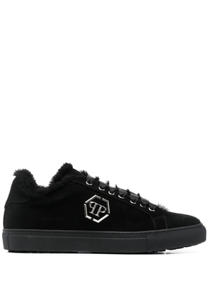 Philipp Plein logo-plaque leather sneakers - Black