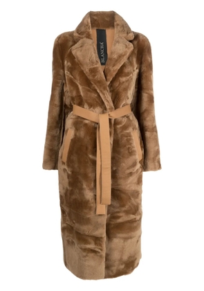 Blancha reversible belted shearling coat - Brown