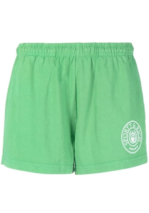 Sporty & Rich logo-embroidered cotton track shorts - Green