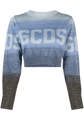 GCDS intarsia-knit logo cropped jumper - Blue