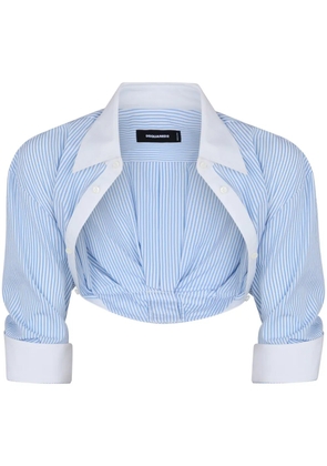 DSQUARED2 striped cotton cropped blouse - Blue