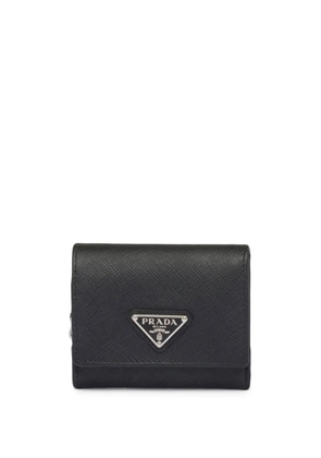 Prada triangle logo leather wallet - Black