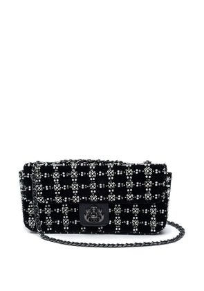 Isla Anne beaded velvet shoulder bag - Black