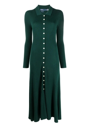 Polo Ralph Lauren ribbed-knit wool polo midi dress - Green