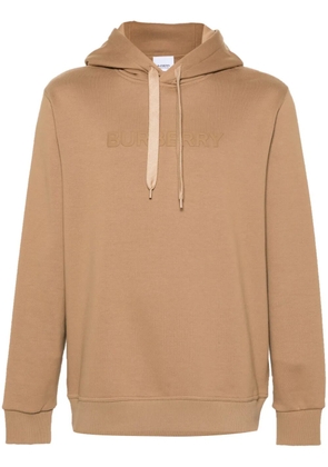 Burberry logo-embossed cotton hoodie - Brown